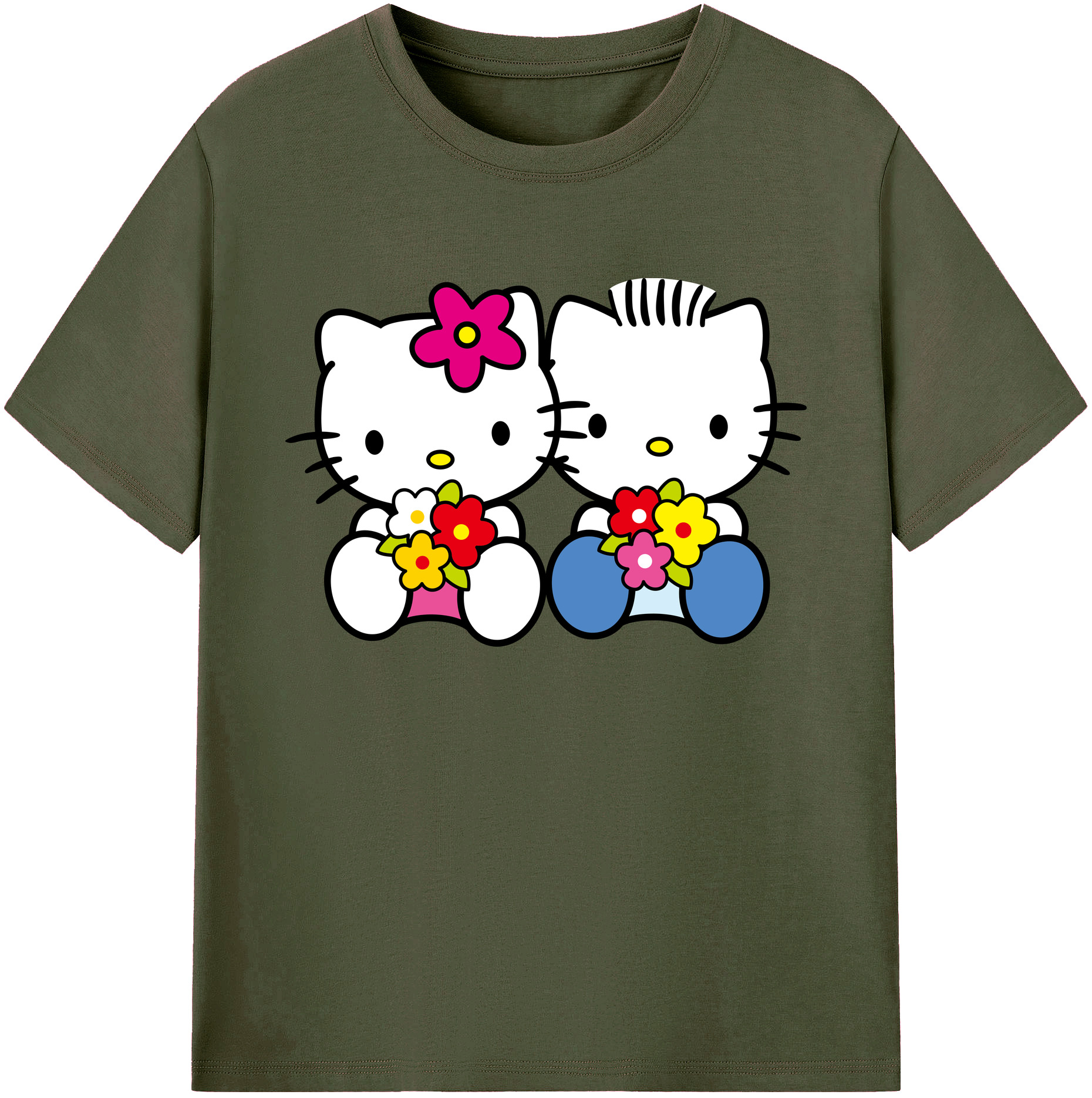 （画像用） Hello Kitty ハローキティ 綿100％ メンズ半袖Tシャツ｜肌触りやわらか＆通気性